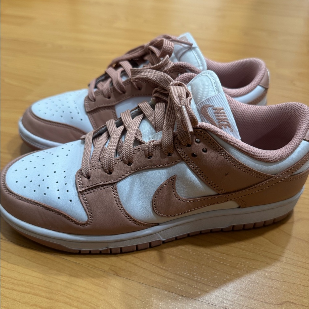 Nike Women's Pink and White Dunks